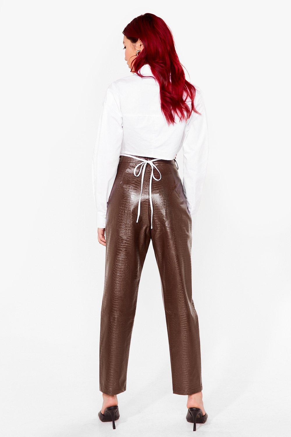 Faux Leather Croc Embossed Tapered Pants | Nasty Gal