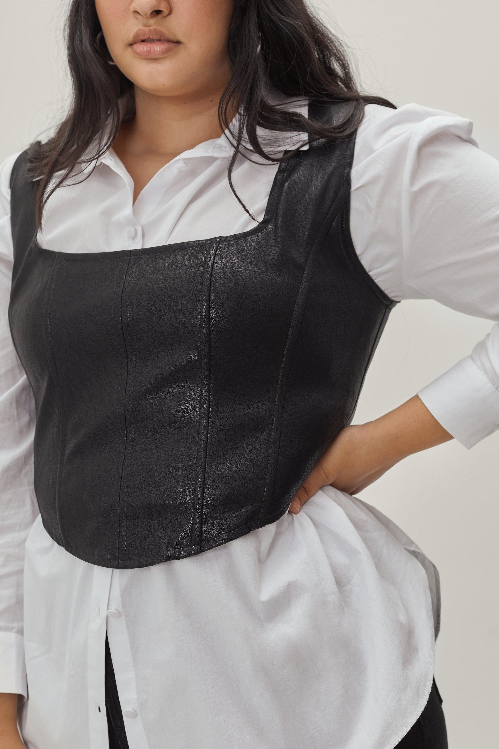 Plus Size Faux Leather Corset Top