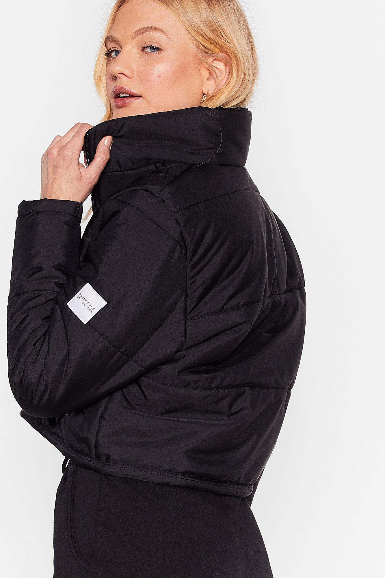 Cropped Funnel Neck Puffer Jacket