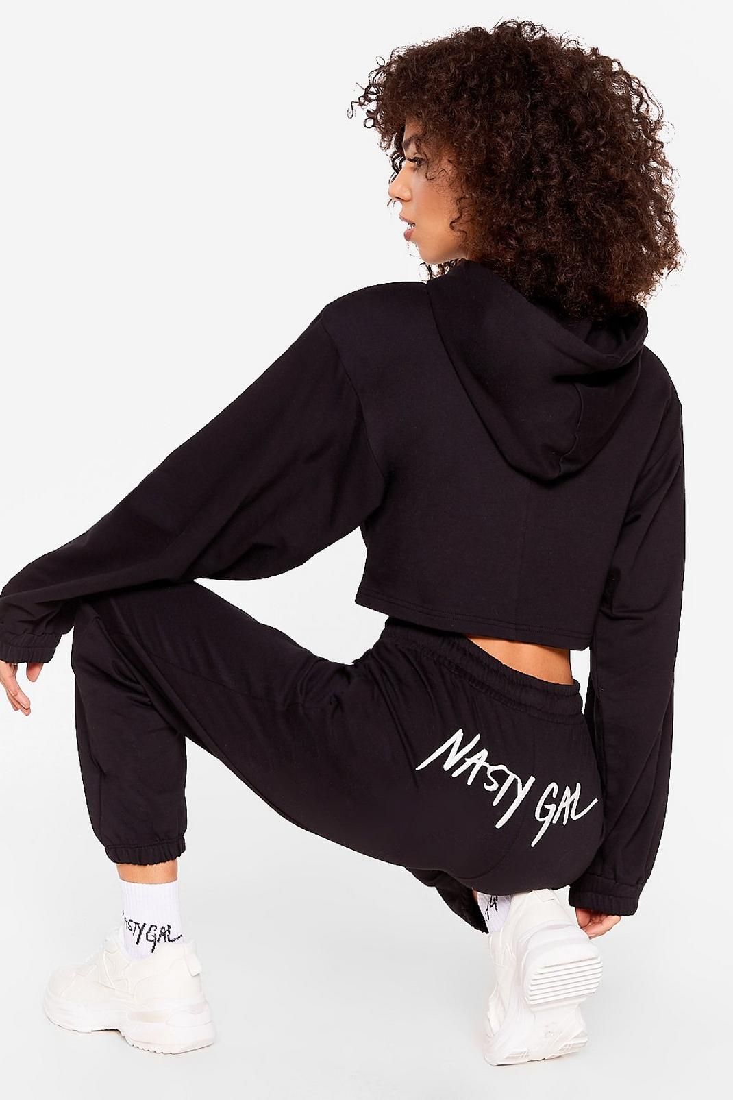 Black Nasty Gal Embroidered Joggers image number 1