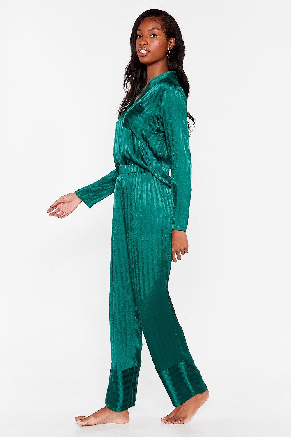 It s Been a Jacquard Day Satin Pyjama Trousers Set Nasty Gal