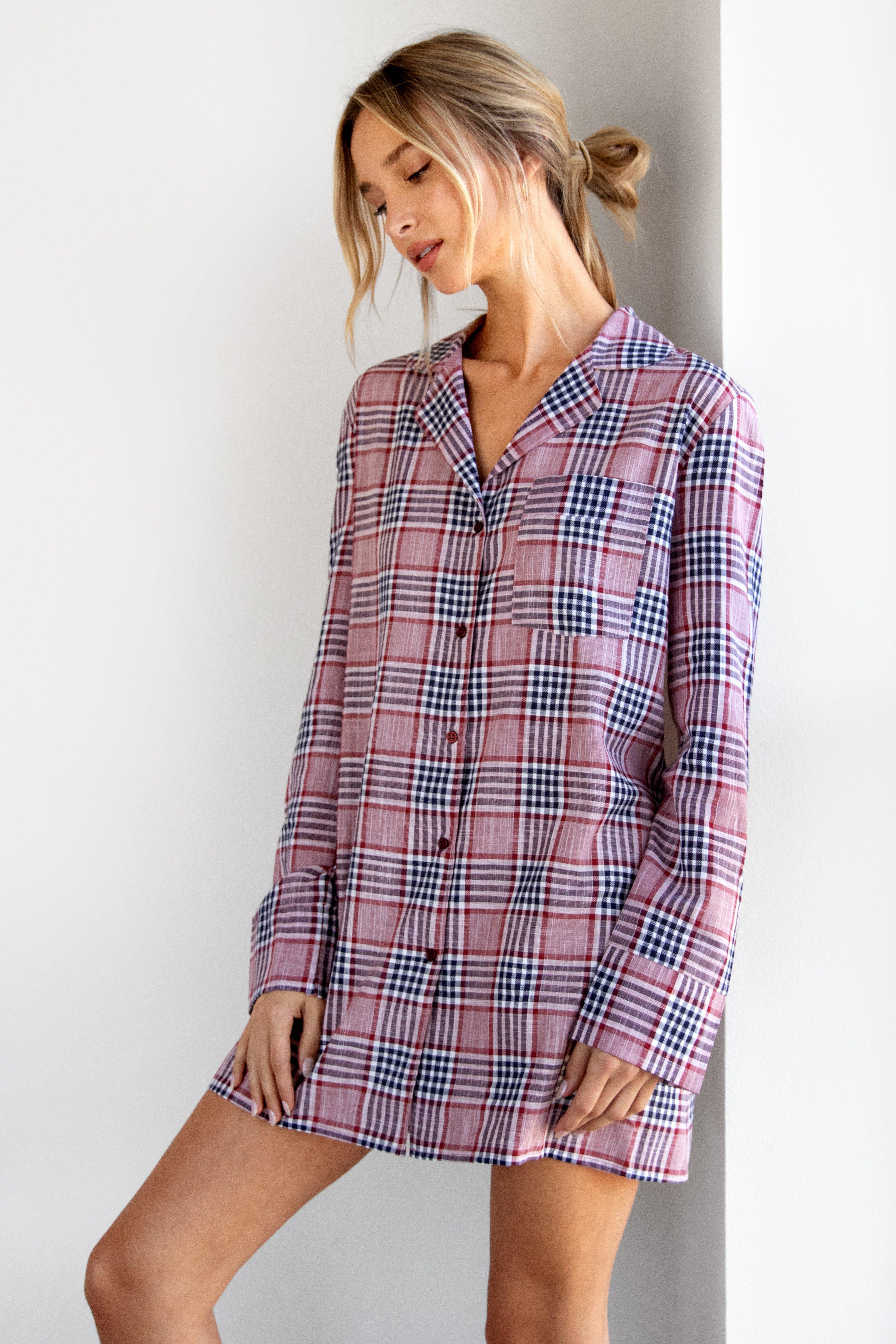 Takin a Rain Check Pajama Shirt Dress