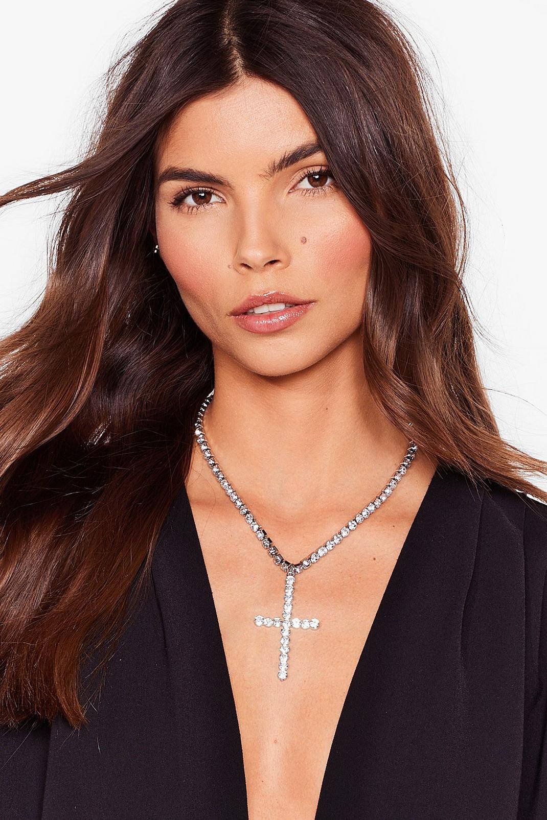 Don't Cross Me Diamante Chain Necklace image number 1
