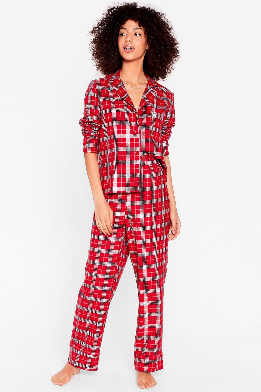 Red Get Some Sleep Shirt and Trousers Pyjama Set image number 1