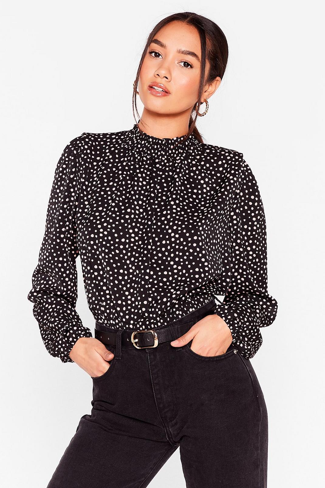 Spot It Going on Petite High Neck Blouse image number 1
