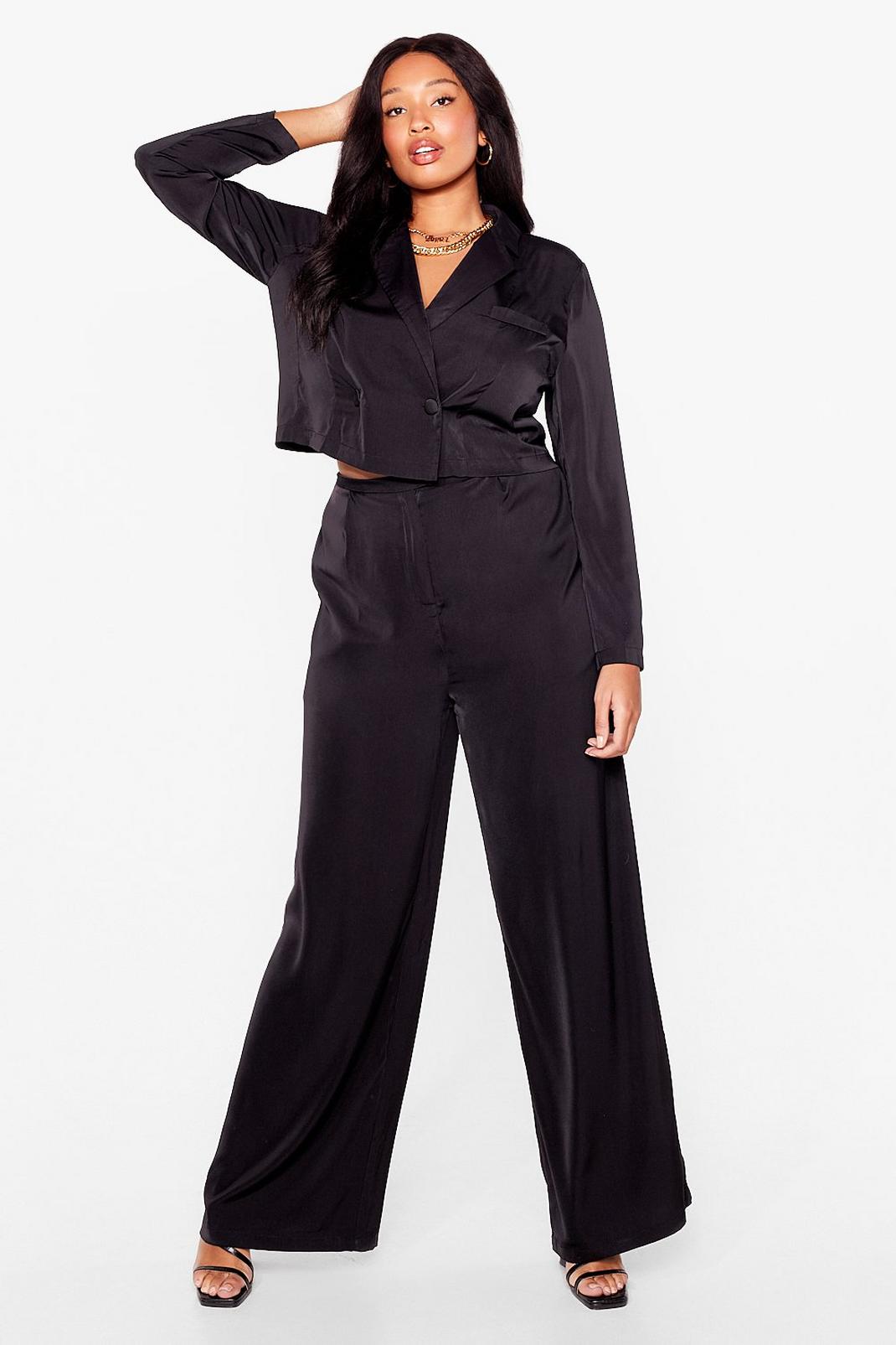 Black Plus Size Tailored Wide Leg Pants image number 1