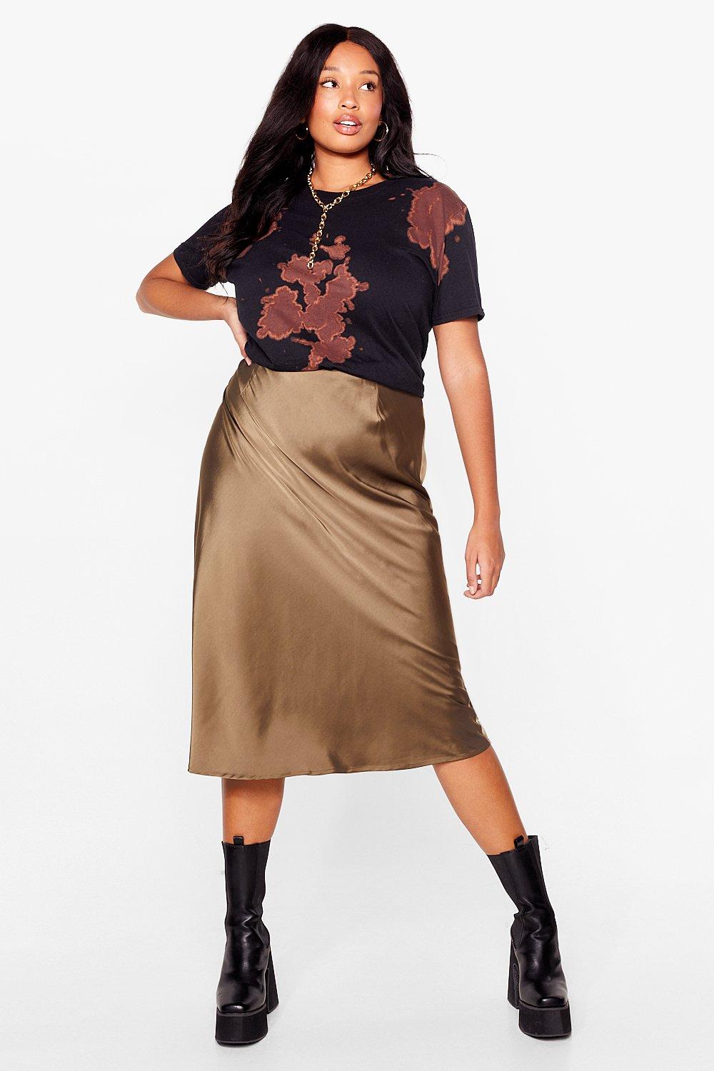 Slay the Season: Plus Size Satin Slip Skirt Style