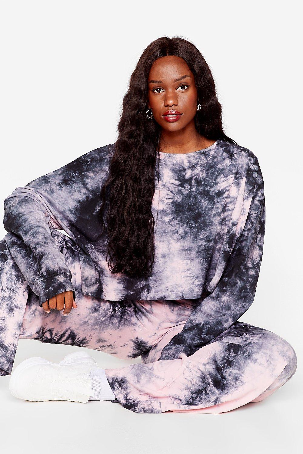 Plus size tie dye sweatshirt hot sale and sweatpants