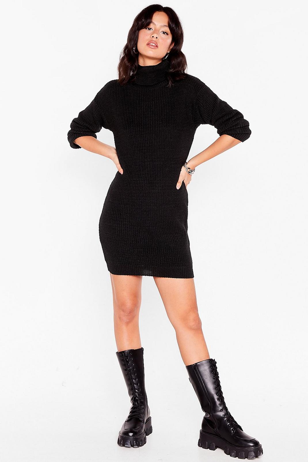 Get Straight to Knit Turtleneck Sweater Dress image number 1