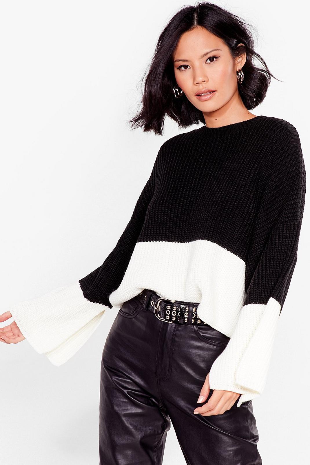 Colorblock Crop Knit Sweater image number 1