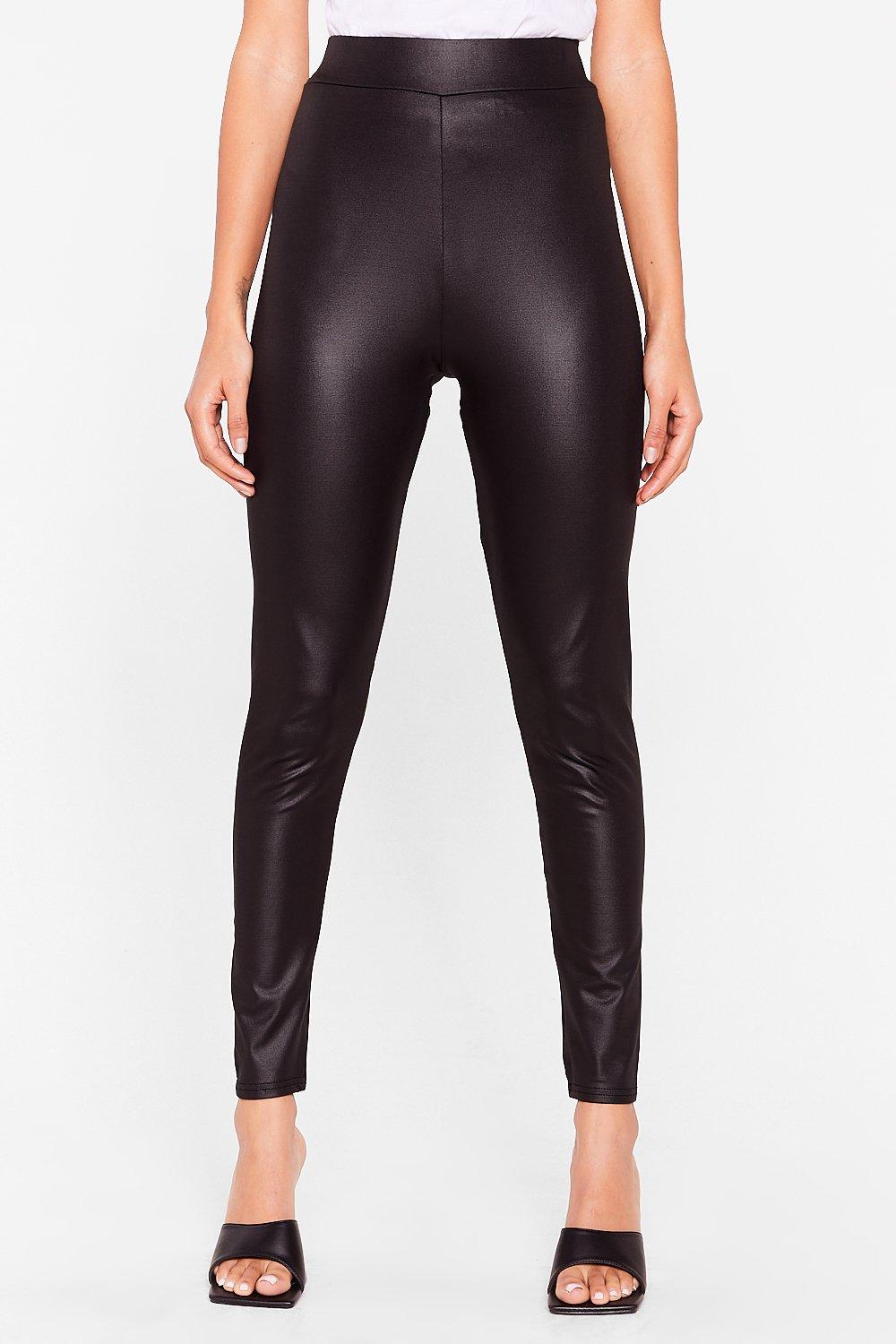 Women's petite wet outlet look leggings