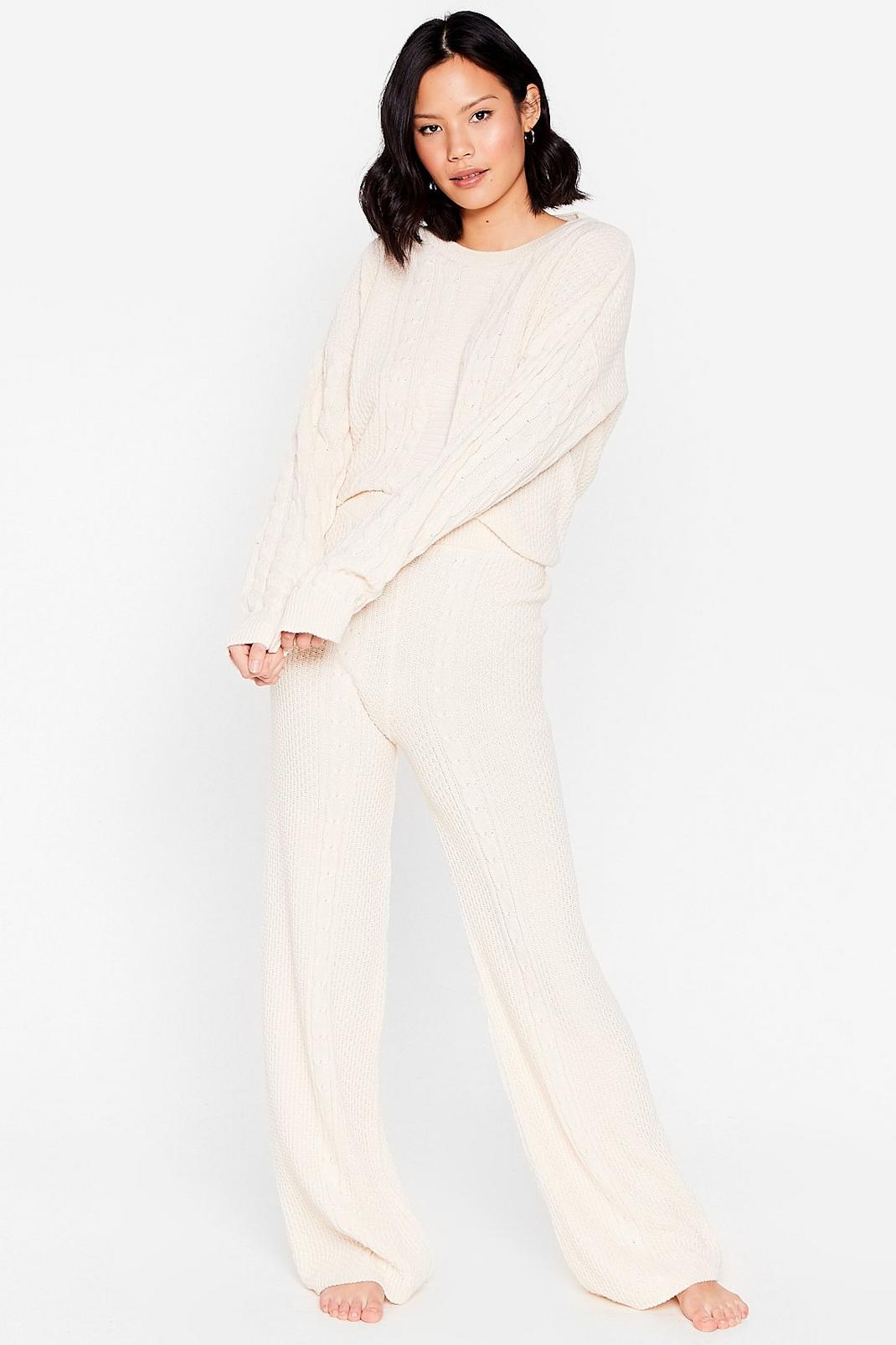 Vanilla Cable Knit Jumper and Pants Lounge Set image number 1