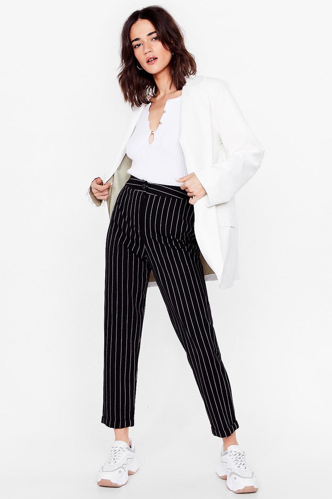 Petite Pinstripe High Waisted Pants image number 1