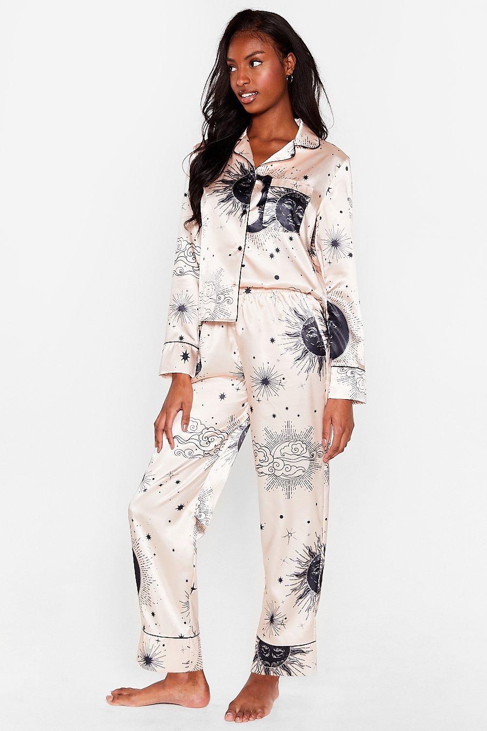 Over the Moon Satin Pajama Pants Set