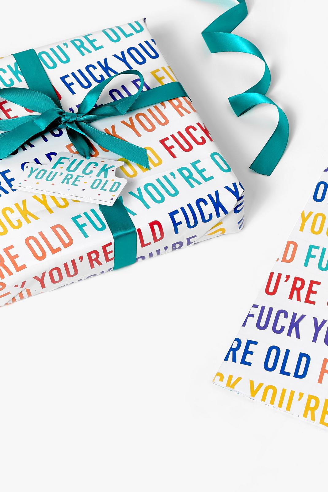 White Ginger Ray Fuck You're Old 3-Pc Gift Wrap Set image number 1
