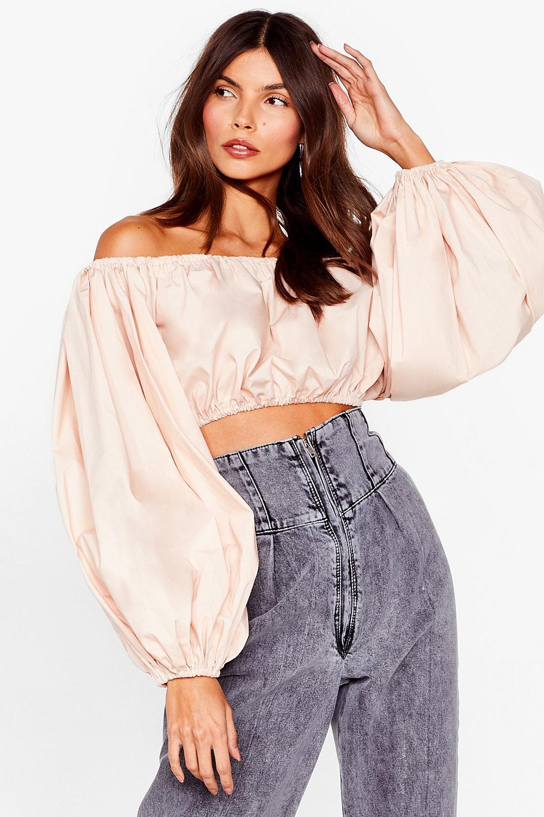 Stone Don't You Bare Off-the-Shoulder Cropped Top image number 1