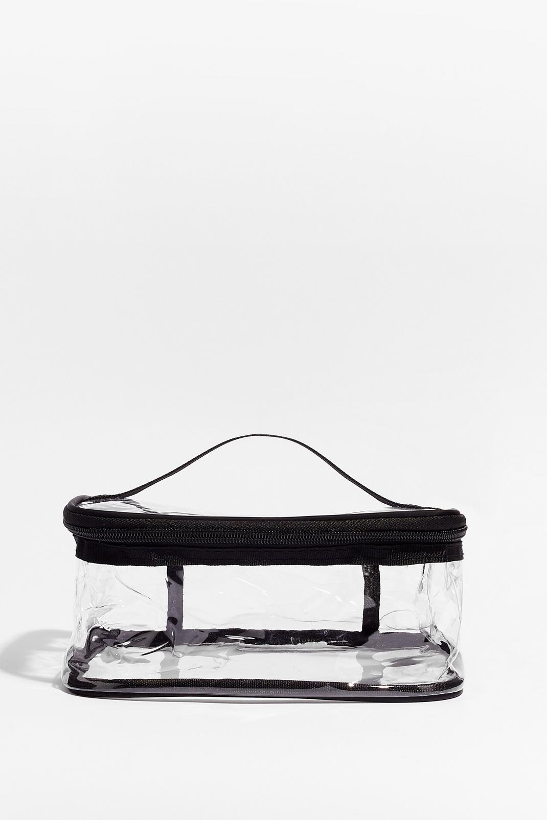 Black Clear Zip Up Cosmetic Bag image number 1