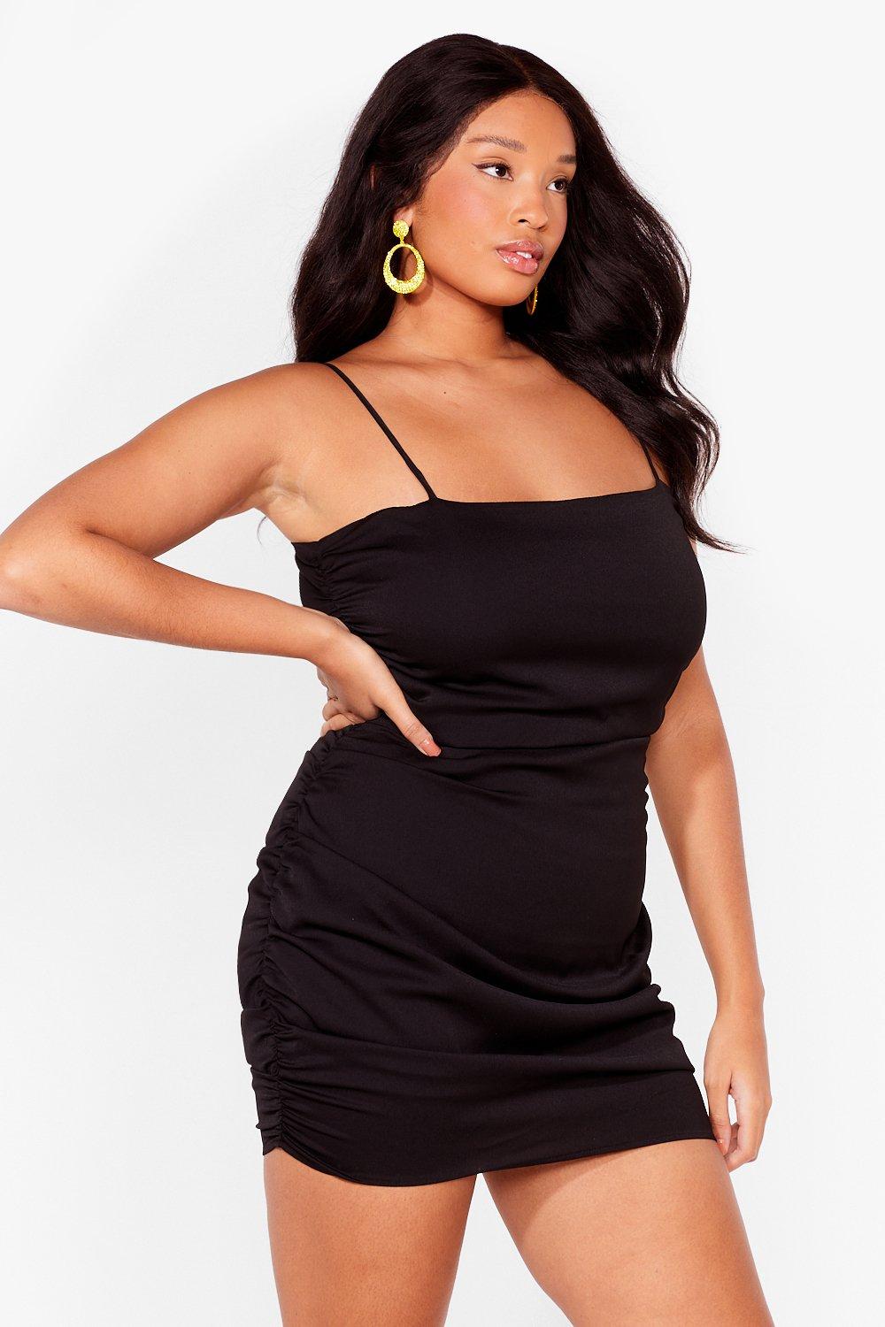 Plus Size Spaghetti Strap Ruched Mini Dress