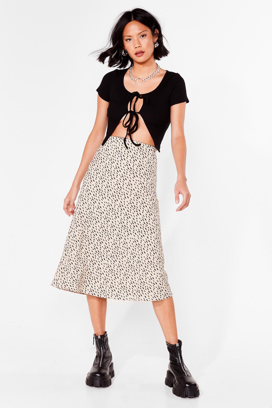 Polka Dot High Waisted Midi Skirt image number 1