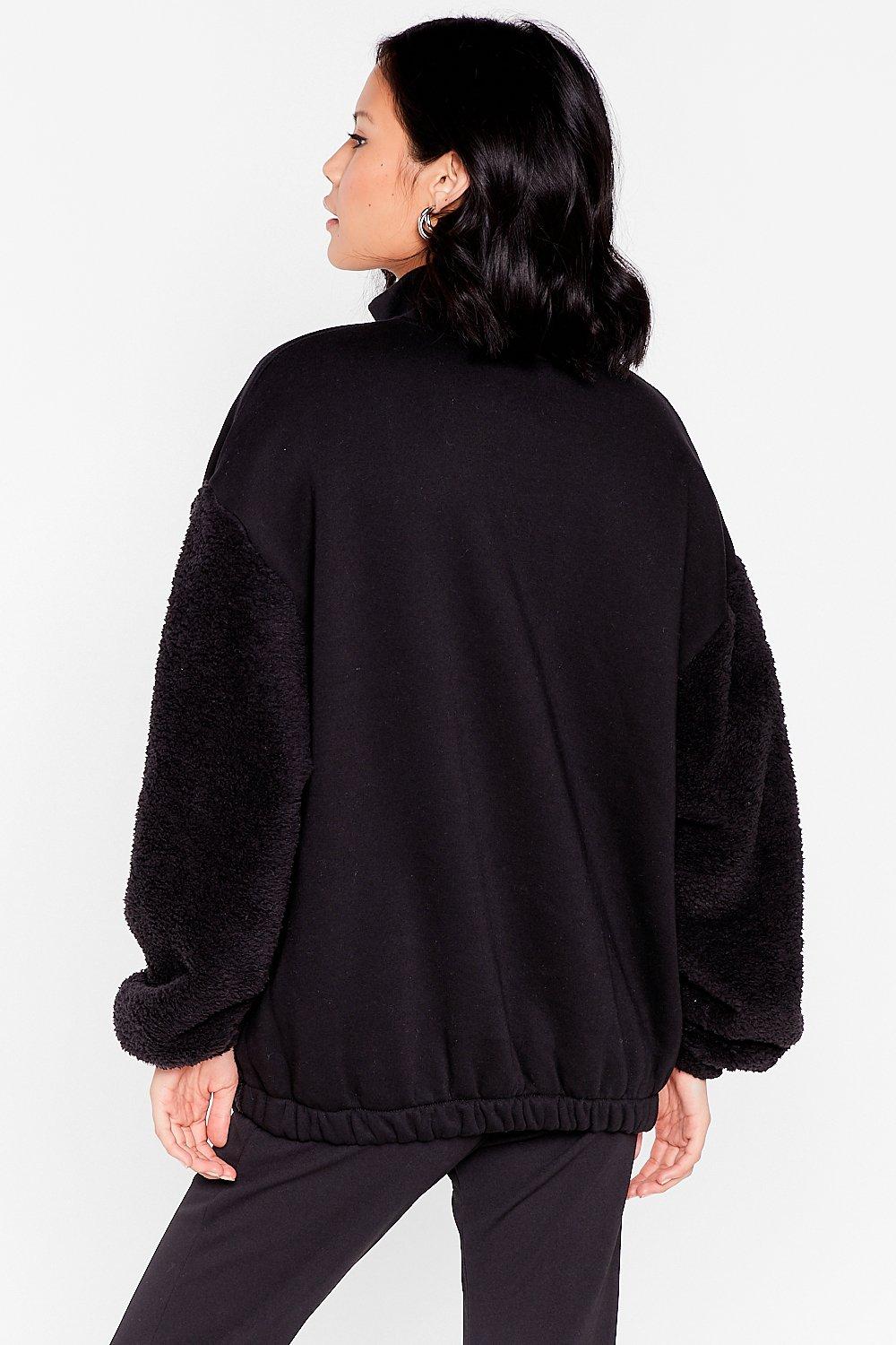 Oversized Quarter Zip Teddy Sweatshirt