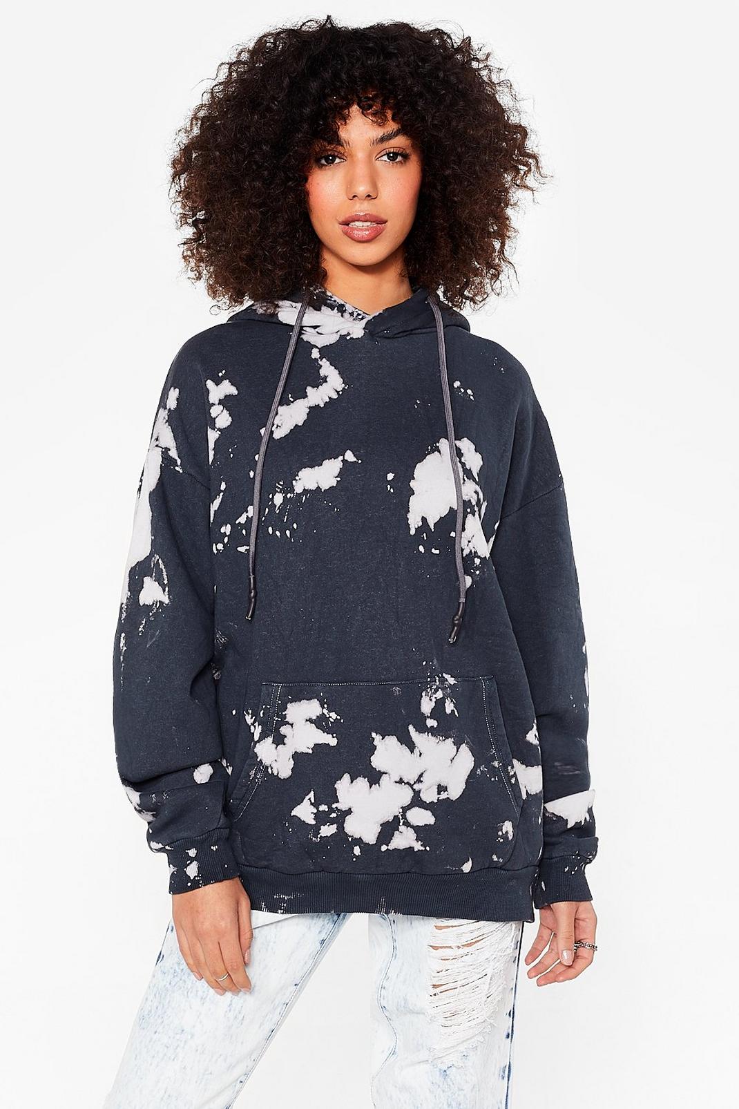 Charcoal Comfy Oversized Tie Dye Hoodie image number 1