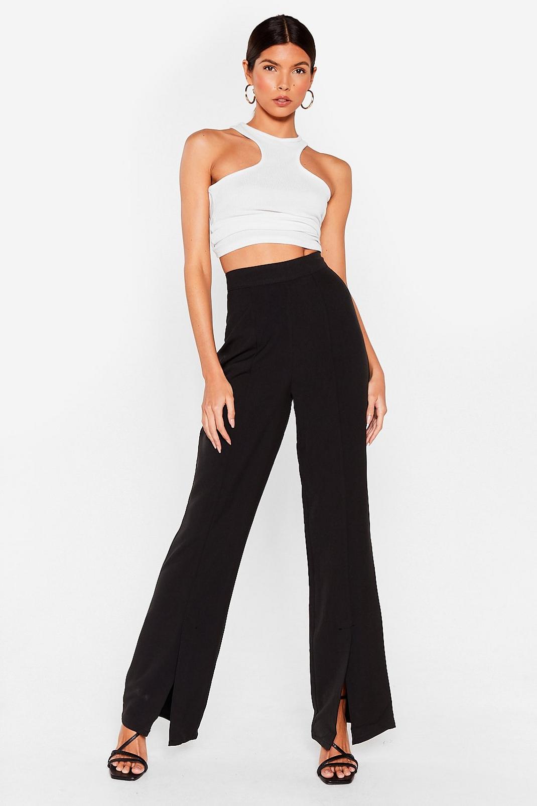Take Slit Slow High-Waisted Flared Trousers image number 1