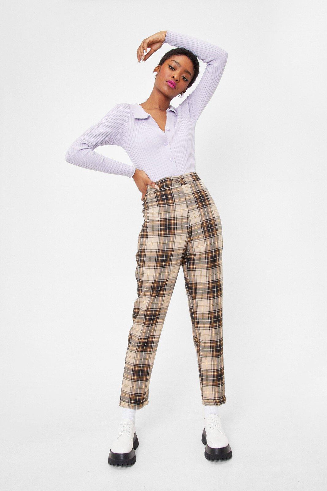 Tapered plaid pants sale