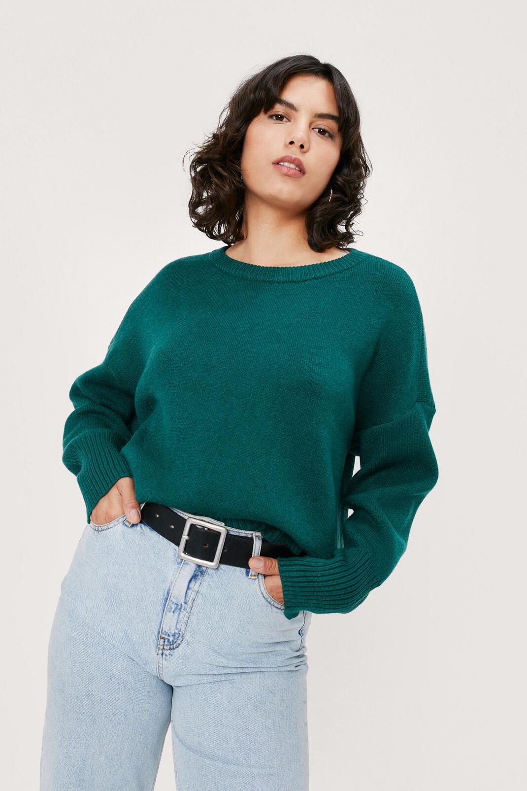Forest Scoop Neck Long Sleeve Relaxed Sweater image number 1