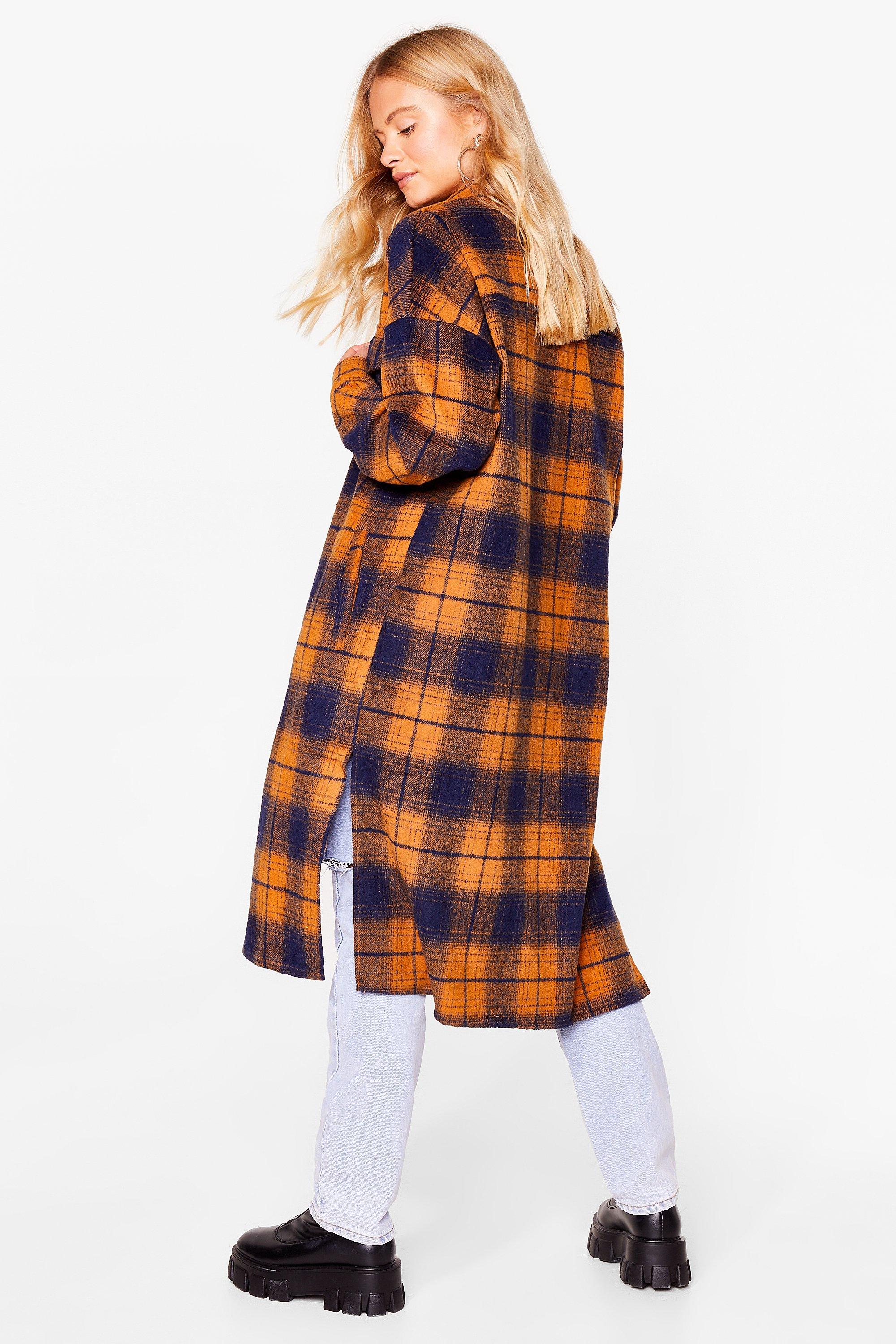 Checked deals duster jacket