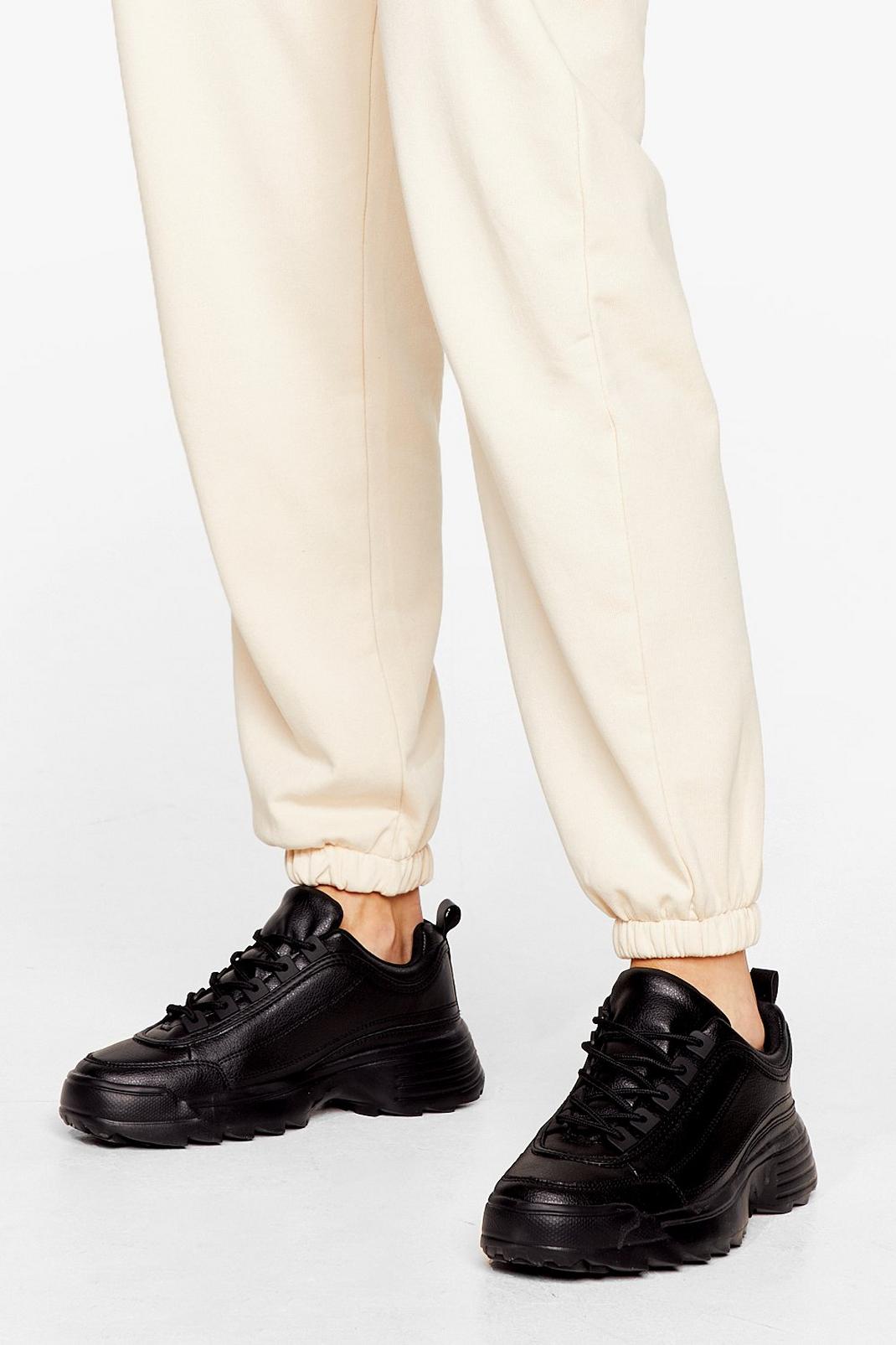 Chunky Faux Leather Trainers | Nasty Gal