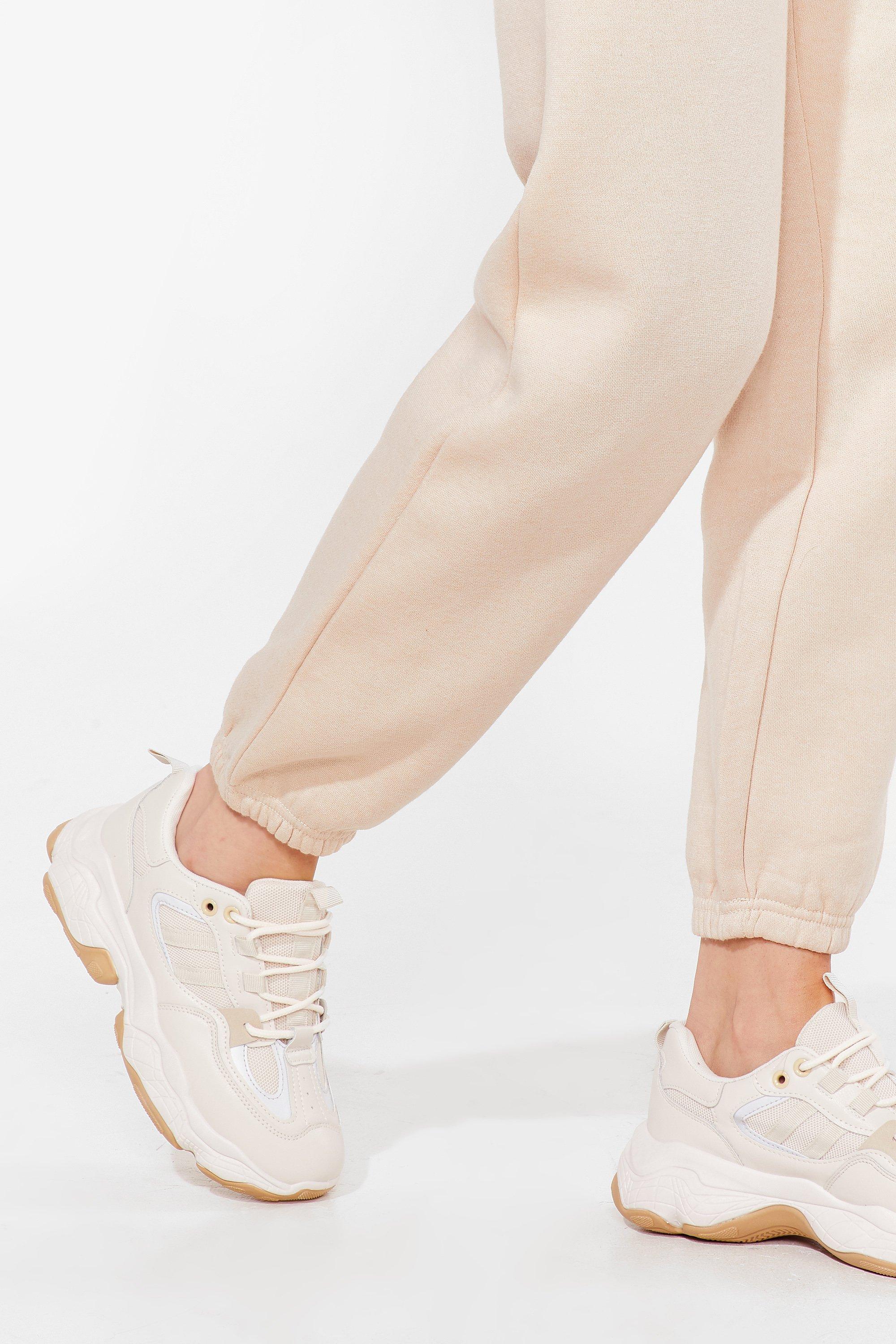 chunky nude sneakers