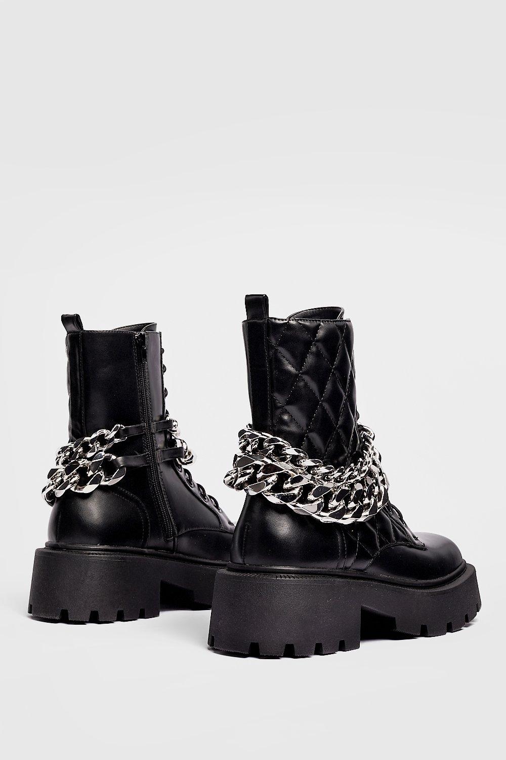 Quilted hot sale biker boots