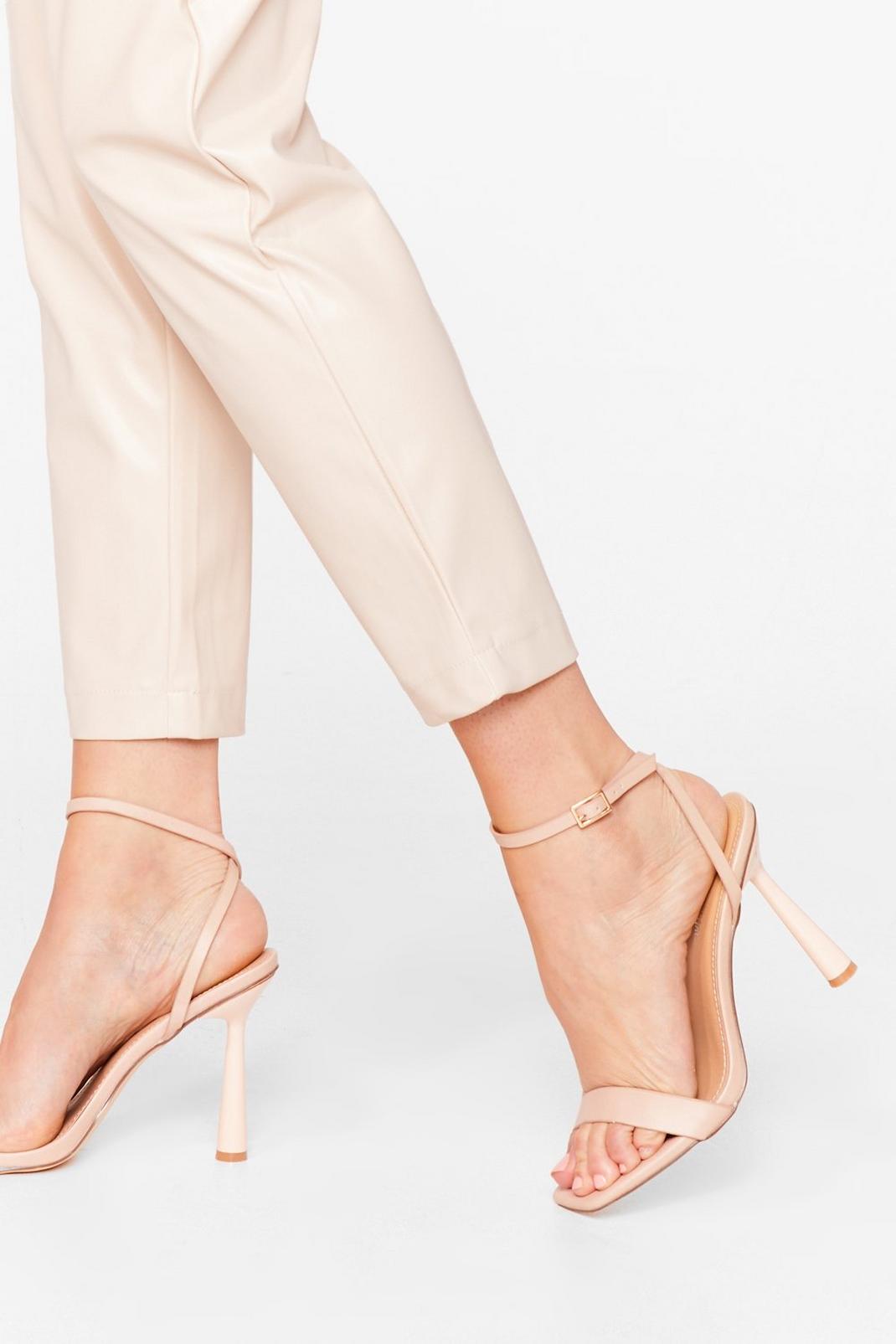 Nude Faux Leather Square Toe Stiletto Heels image number 1