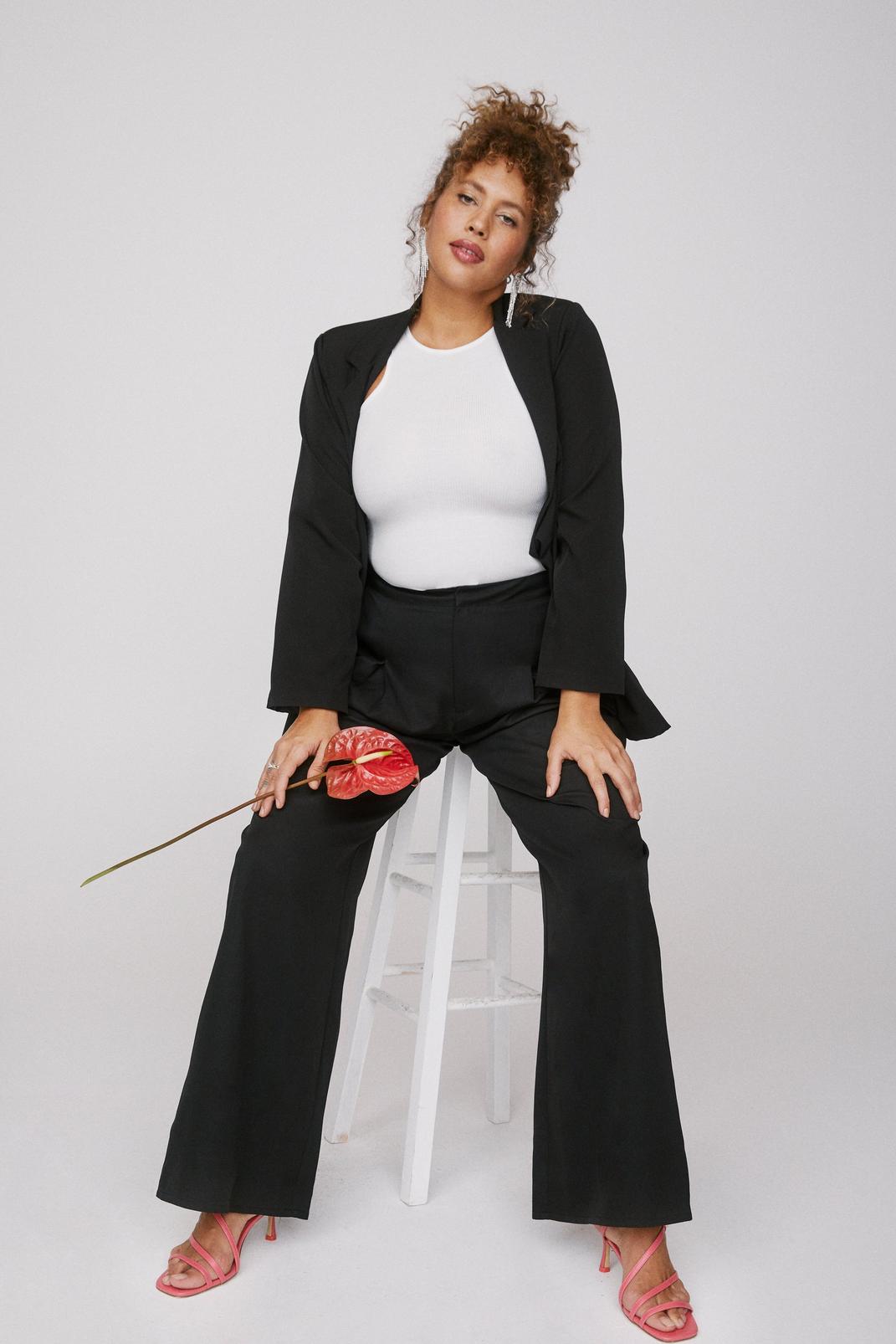 Black Plus Size Wide Leg Tailored Pants image number 1
