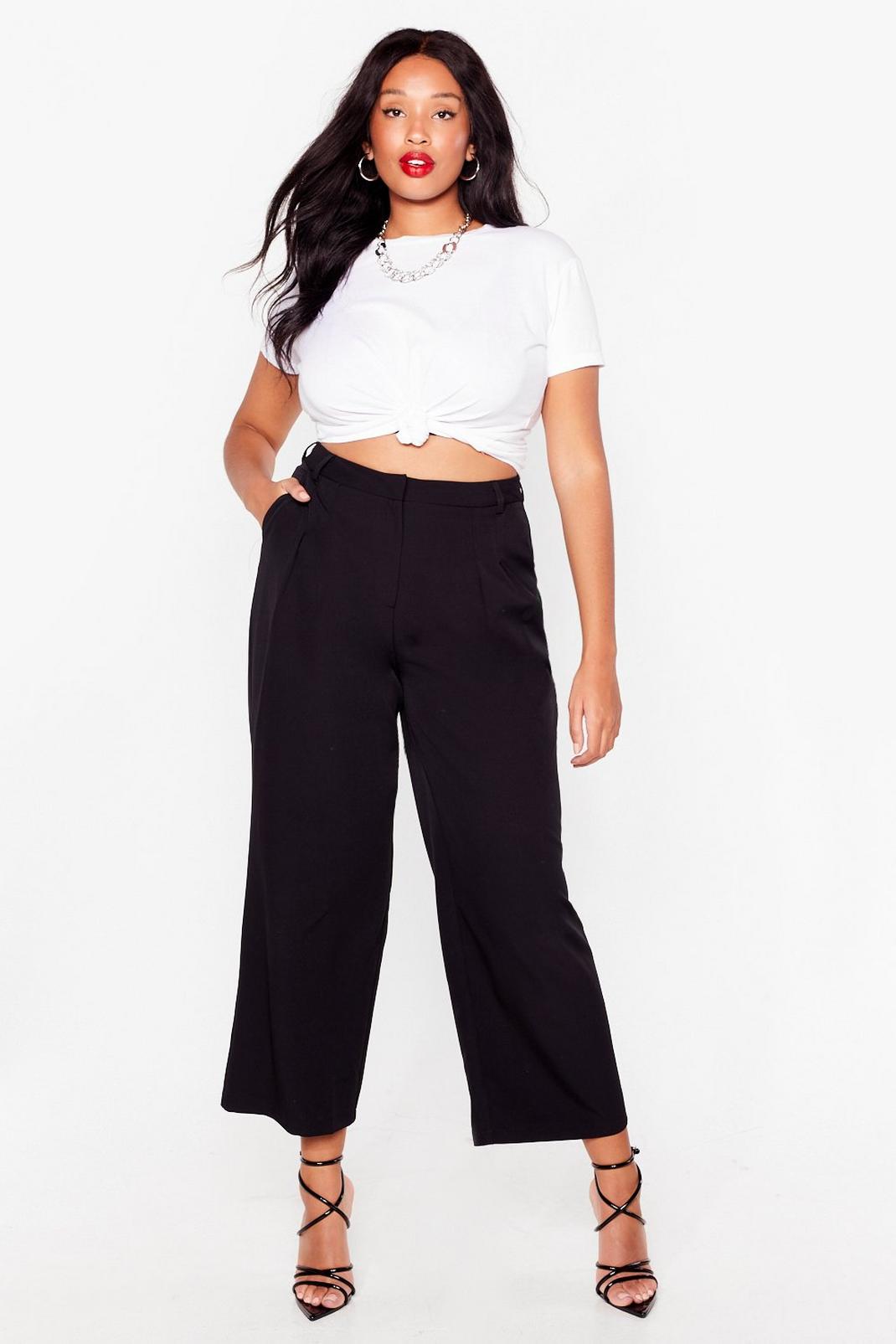 Black Plus Size Tapered Tailored Pants image number 1