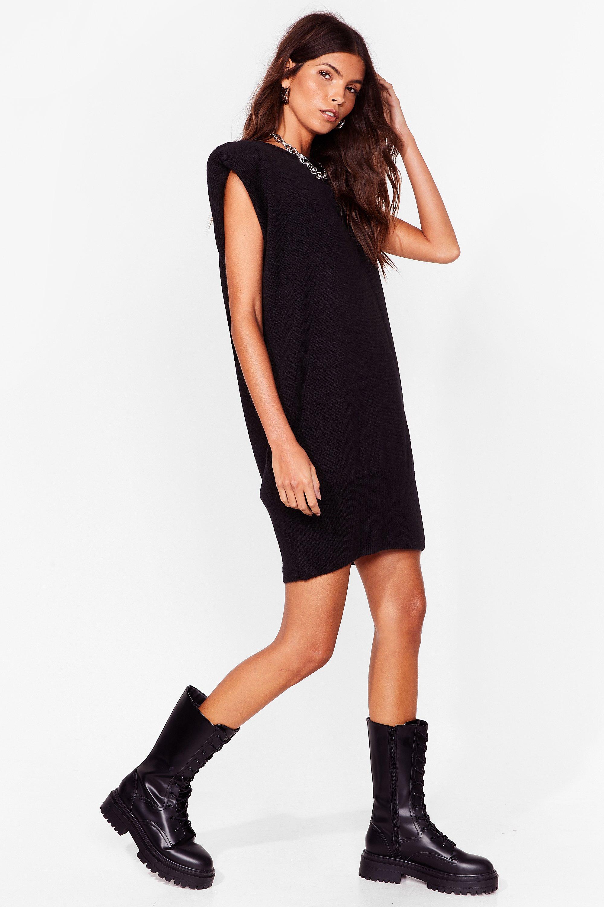 shoulder pad mini dress