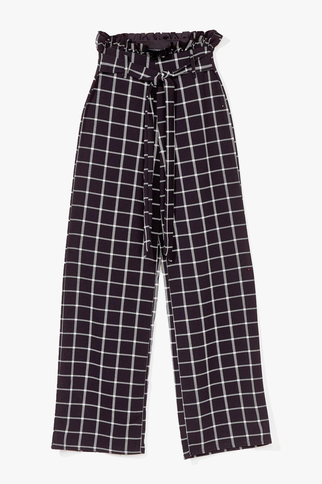 Black Check Paperbag Wide Leg Trousers image number 1