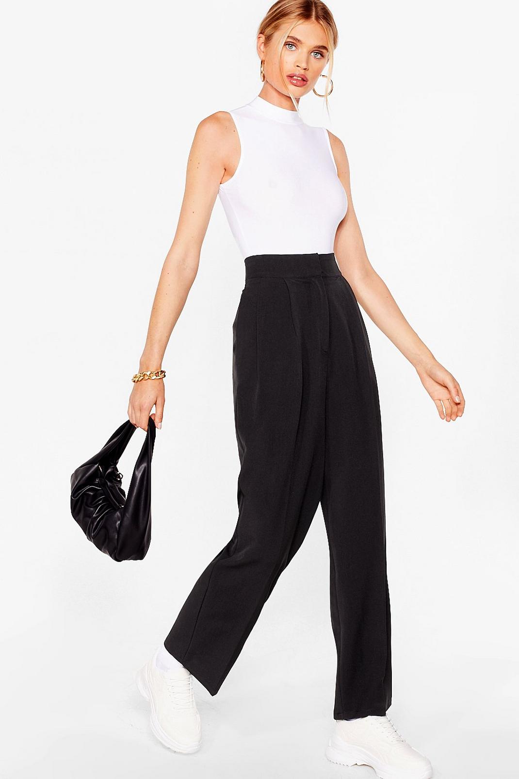 Black Do As You Pleat High-Waisted Trousers image number 1