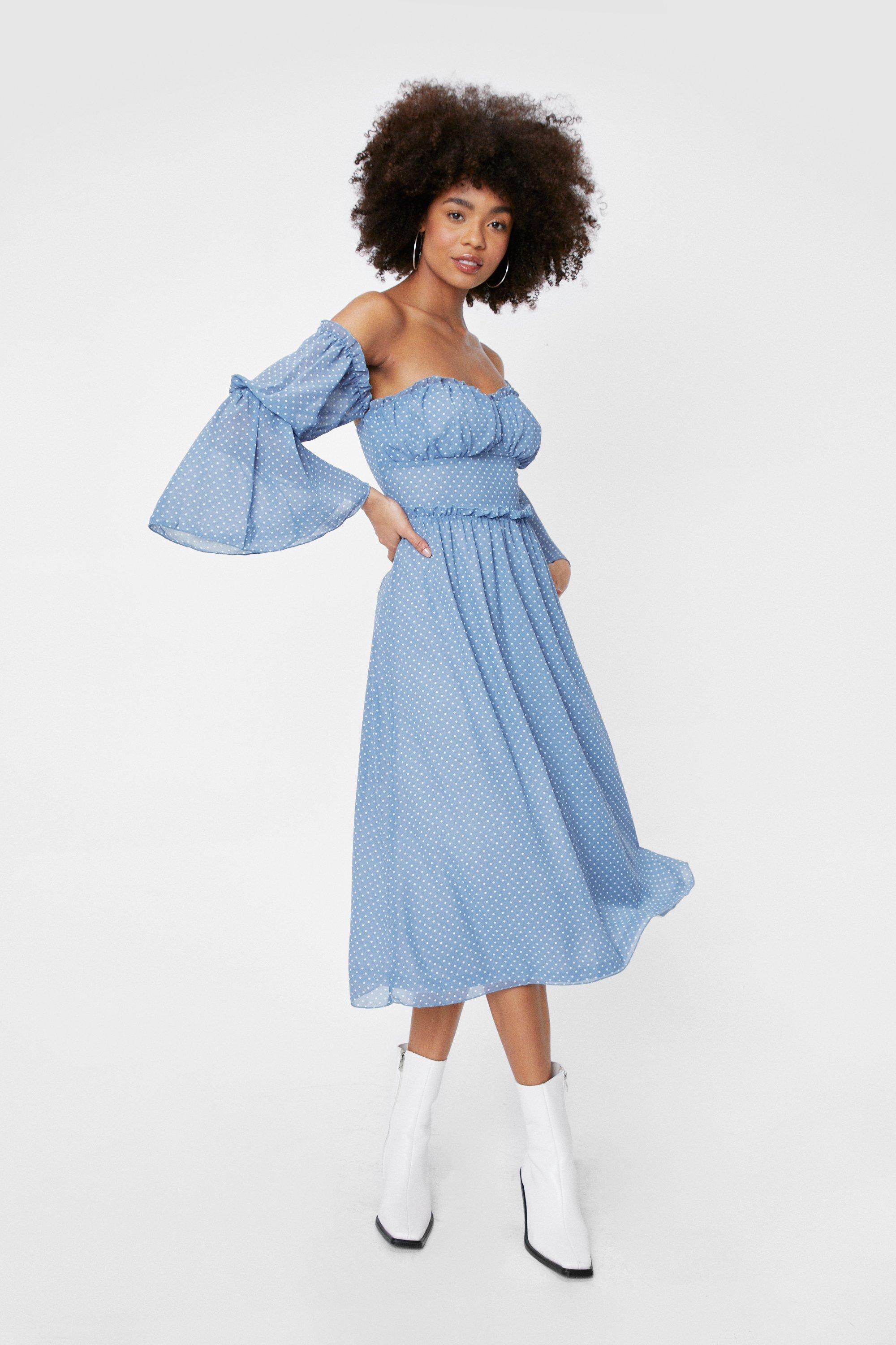 Blue chiffon best sale midi dress