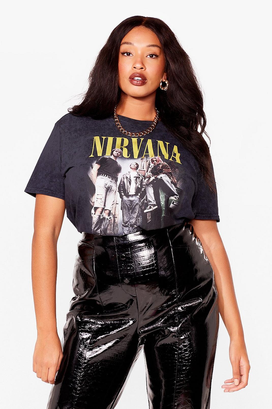 Grande Taille - T-shirt ample à impressions Nirvana, Black image number 1