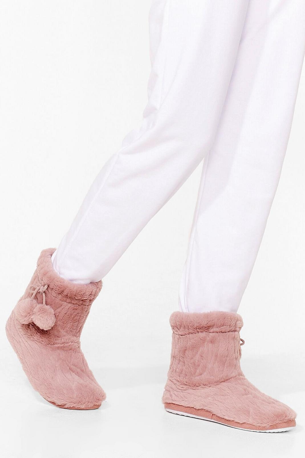 Warm Up Faux Fur Pom Pom Booties image number 1