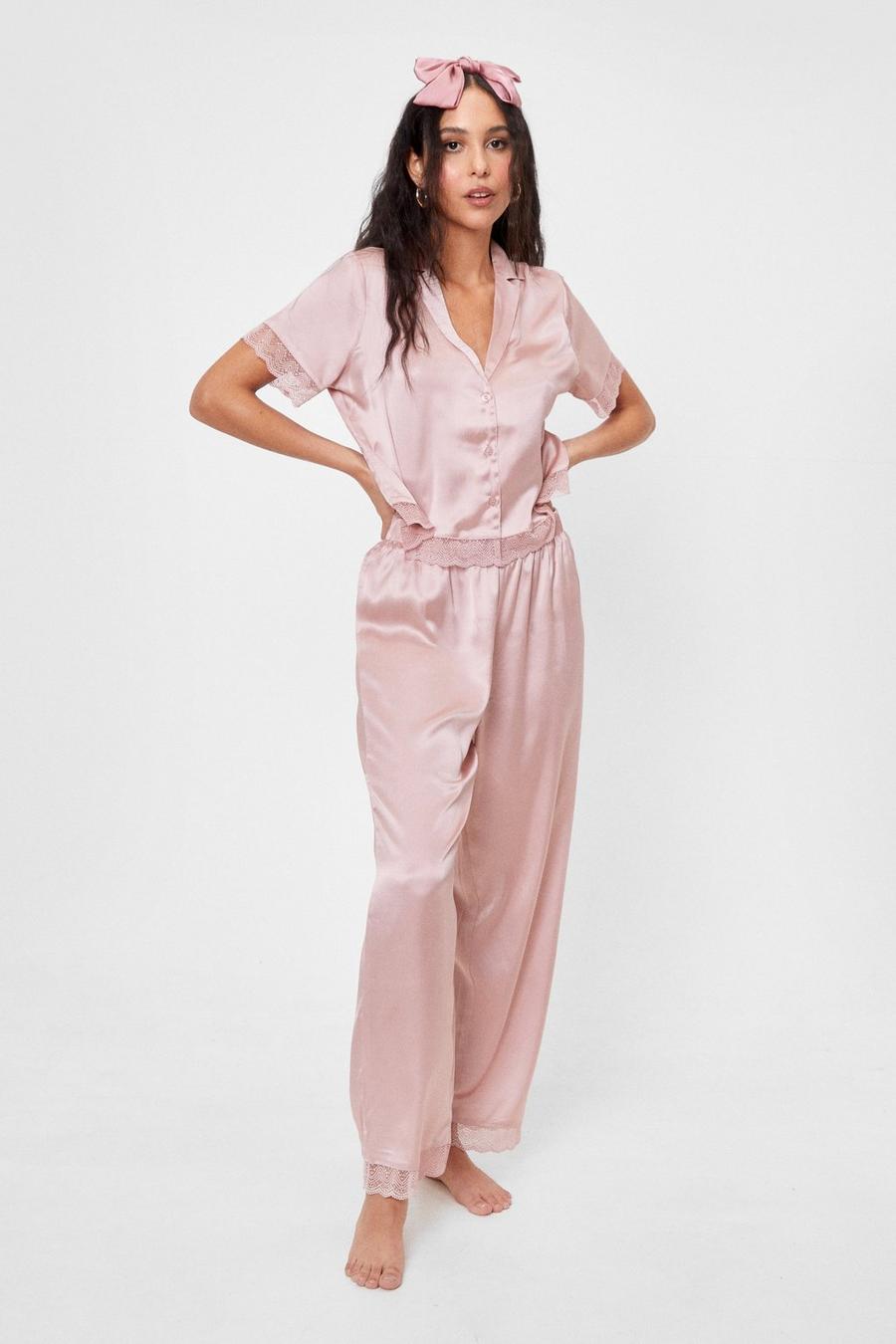 Invest in Rest Satin Lace Pants Pajama Set
