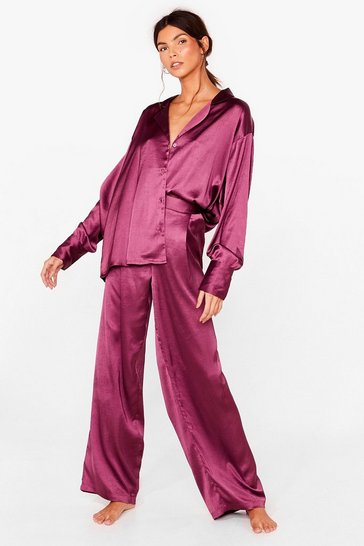 Oversized Satin Pajama Shirt and Pants Set | Nasty Gal