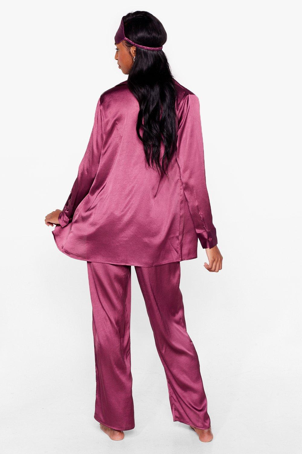 Satin 4 Pc Pyjama Shirt and Trousers Set