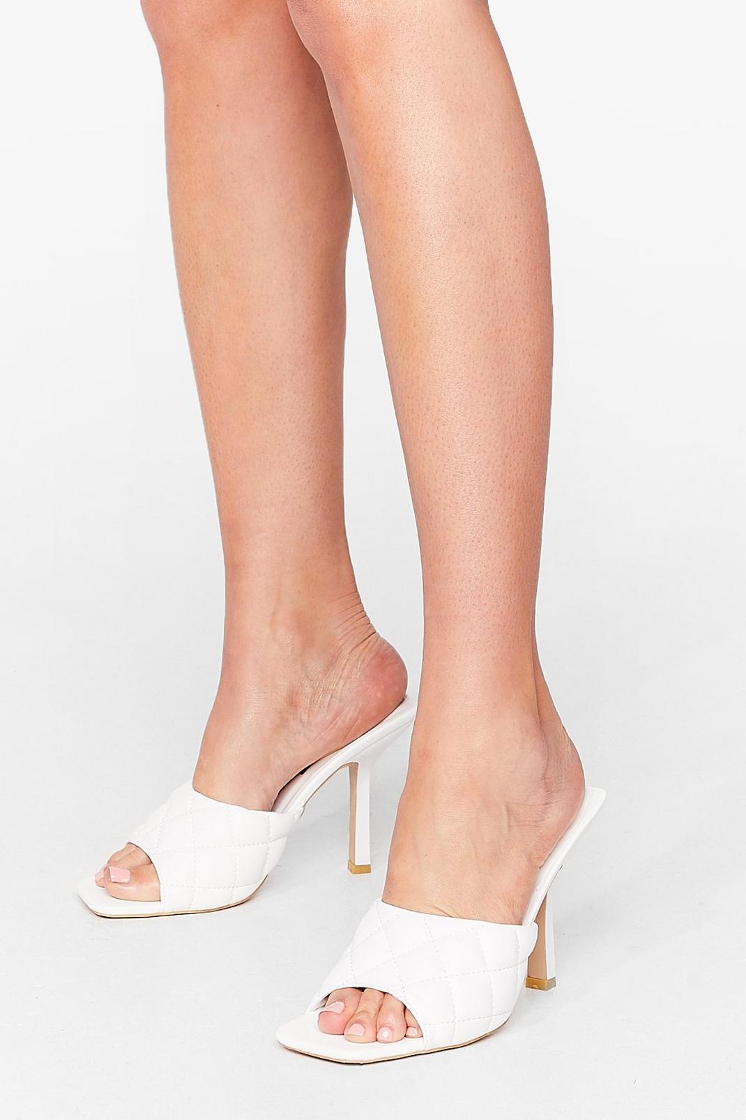 White Quilt While You're Ahead Faux Leather Stiletto Mules image number 1