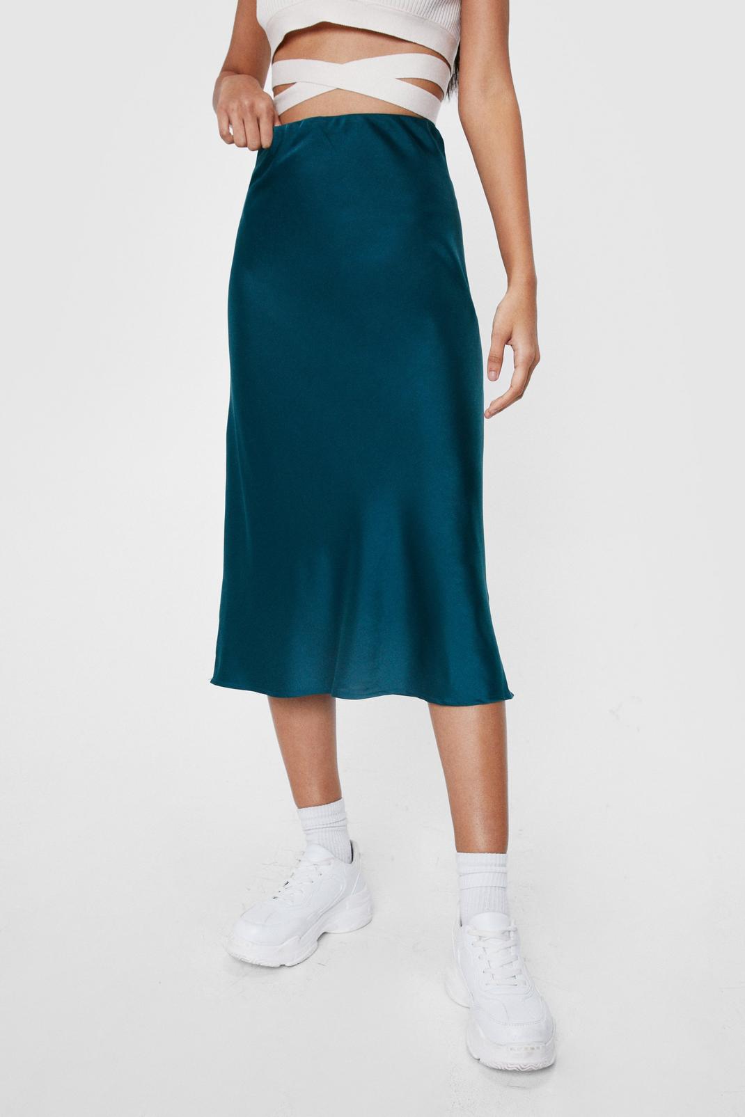 125 Satin High Waisted Midi Skirt image number 2
