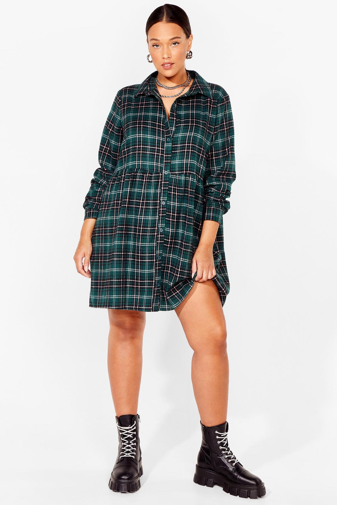 Green Smock It Off Plus Check Dress image number 1