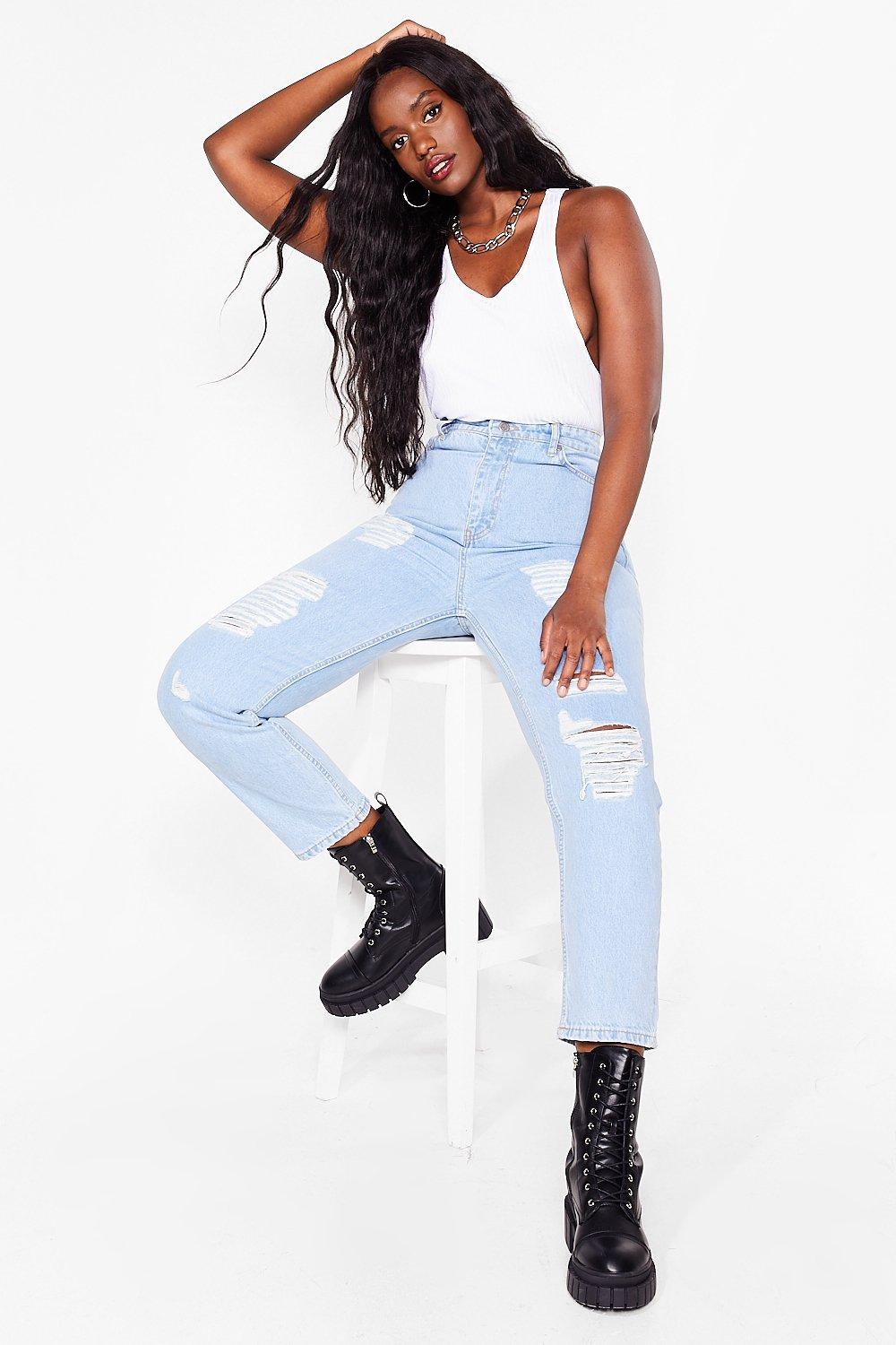 nasty gal ripped mom jeans