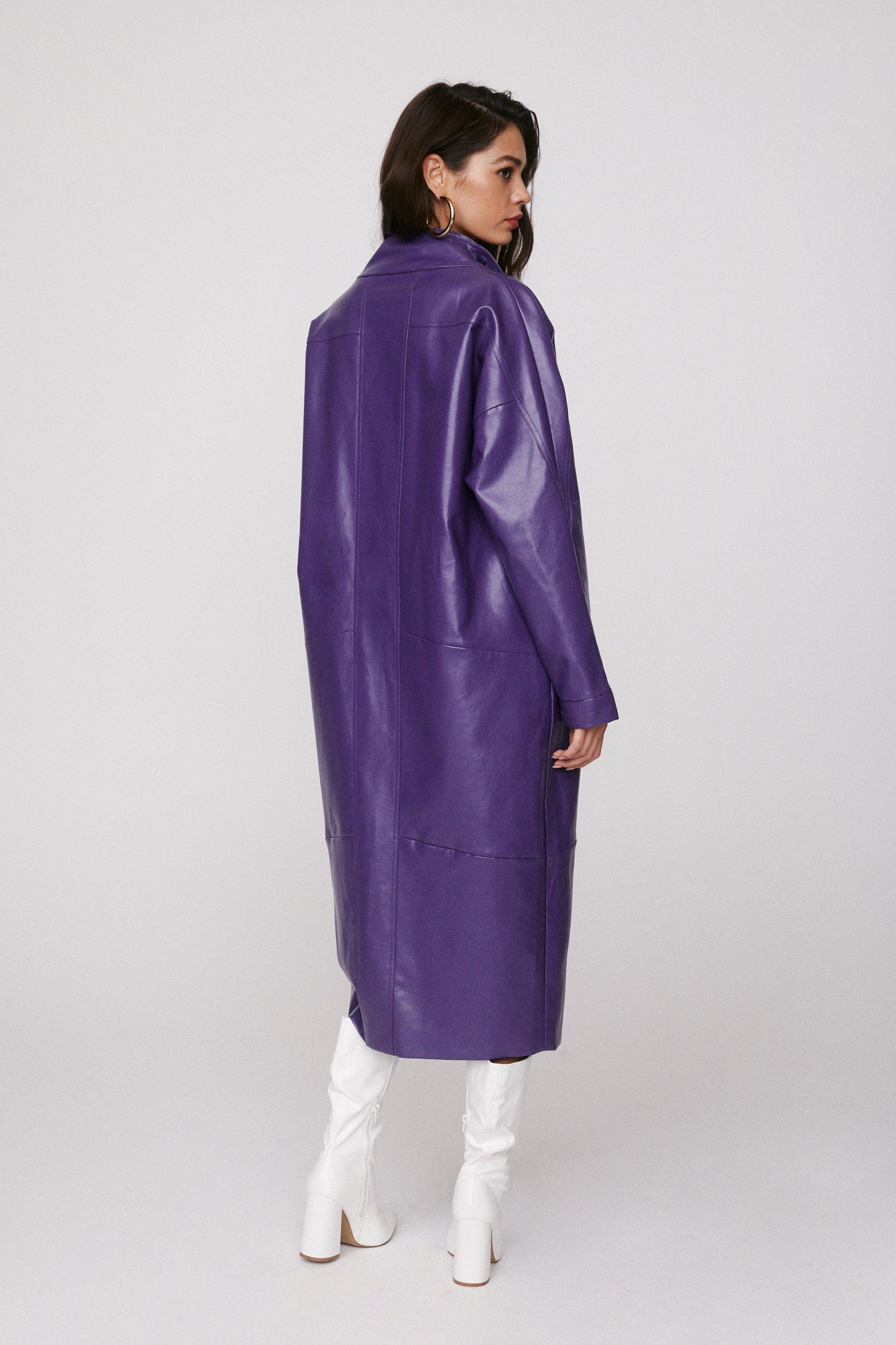 Faux leather purple jacket best sale