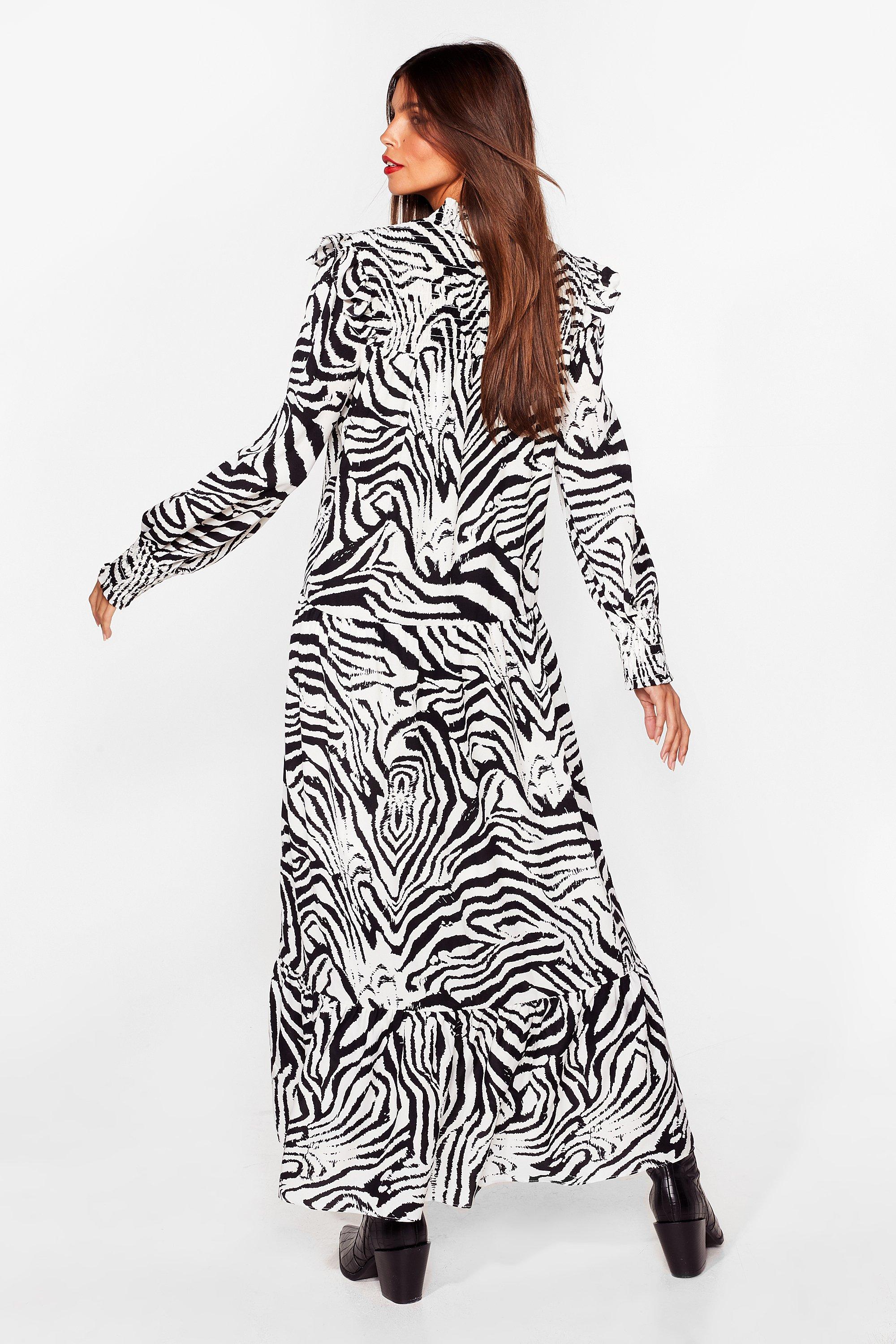 Long zebra shop print dress